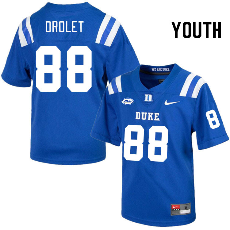 Youth #88 Vincent Drolet Duke Blue Devils College Football Jerseys Stitched Sale-Royal